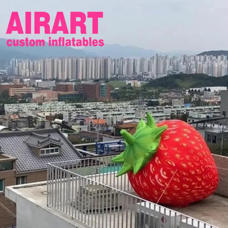 Disfraz de Mascota de dibujos animados de frutas para adulto, disfraz inflable de fresa roja