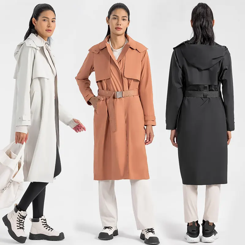 Winter Mode Hoge Kwaliteit Vrouwen Slanke Ceinted Lange Mid Jack Windjack Waterdichte Trenchcoat Meisjes Outdoor Softshell Jacks