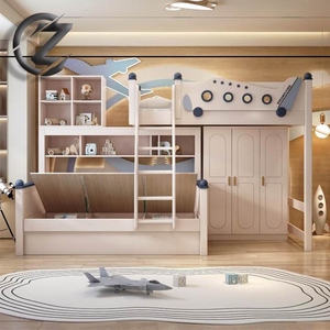 Hot Selling Jugend Schlafzimmer möbel helle Farbe einzigartige Modellierung Kinder Hochbett Kinder Holz Etagen bett mit Schreibtisch