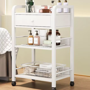 Beyaz basit üç katmanlı depolama aracı sepeti çok yönlü evrensel tekerlekler hassas taşımak kolay Salon mobilya aracı arabaları - Product Image 1