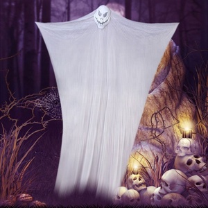תליון נורא jprrpr Ghost 3M גזה רוחות רפאים גדולות אור קול אבזרים דקורטיביים ליל כל הקדושים שלד תלוי רוח רפאים אבזר ליל כל הקדושים