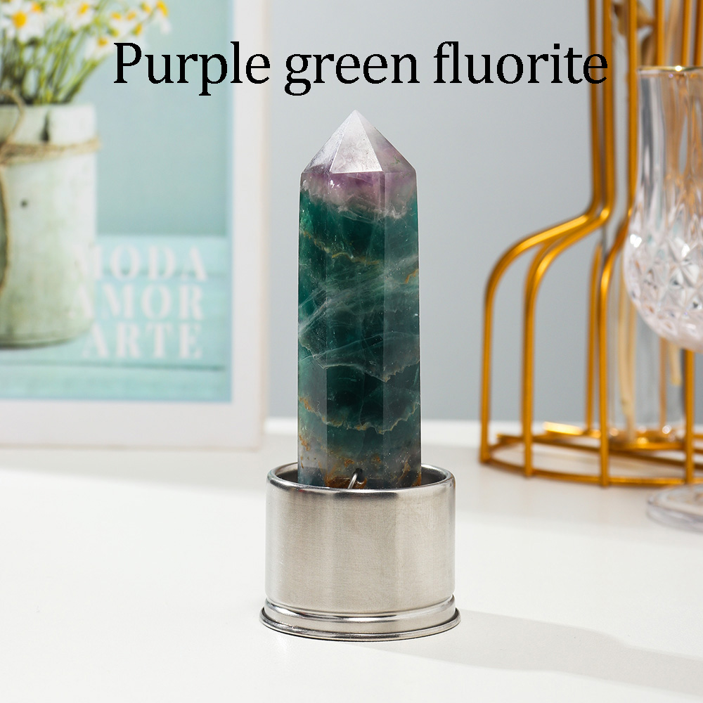 Violet vert fluorite avec bouteille