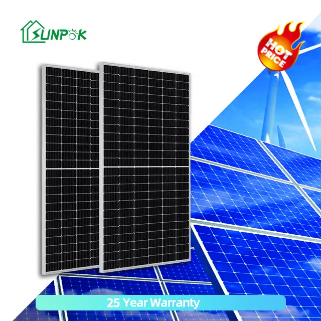 Sunpokk modul Panel surya 390W hingga 550W efisiensi tinggi 500W harga grosir dibuat di Cina untuk proyek tenaga surya