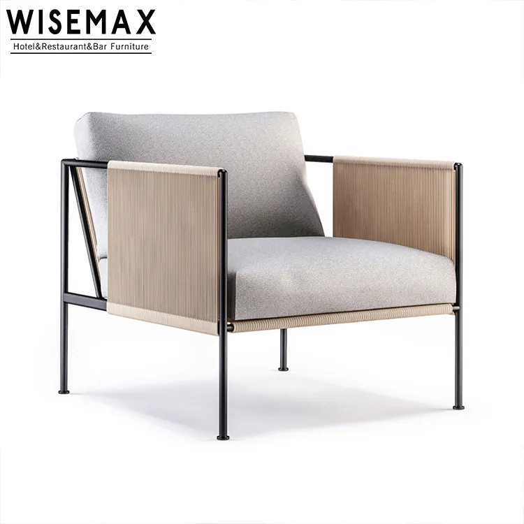 WISEMAX mobili Patio moderno Rattan giardino esterno divano mobili in alluminio telaio corda di tessitura divano esterno poltrona