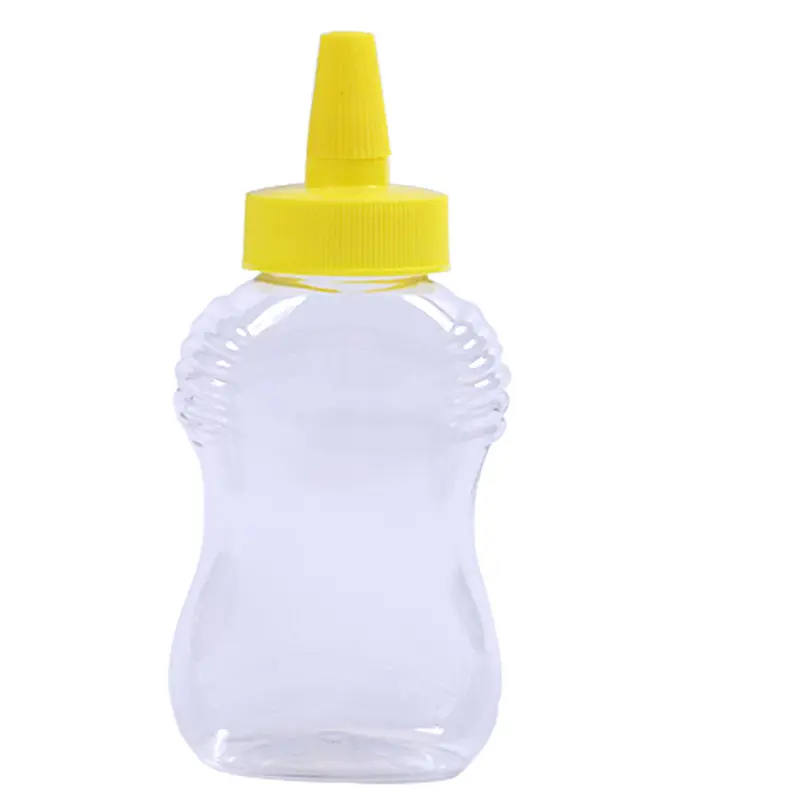 Boş 500ML yuvarlak plastik bal şişe gıda sınıfı ambalaj şişe dondurma bal saklama kapları 10 adet