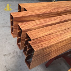 6063T5標準サイズCABERNET木製グレインコーティングアルミニウム長方形チューブパイプ - Product Image 4