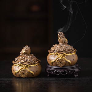 Wuyang fortuna Golden rospo piatto bruciatore di incenso per uso domestico in ceramica legno di sandalo incenso Zen tea cer