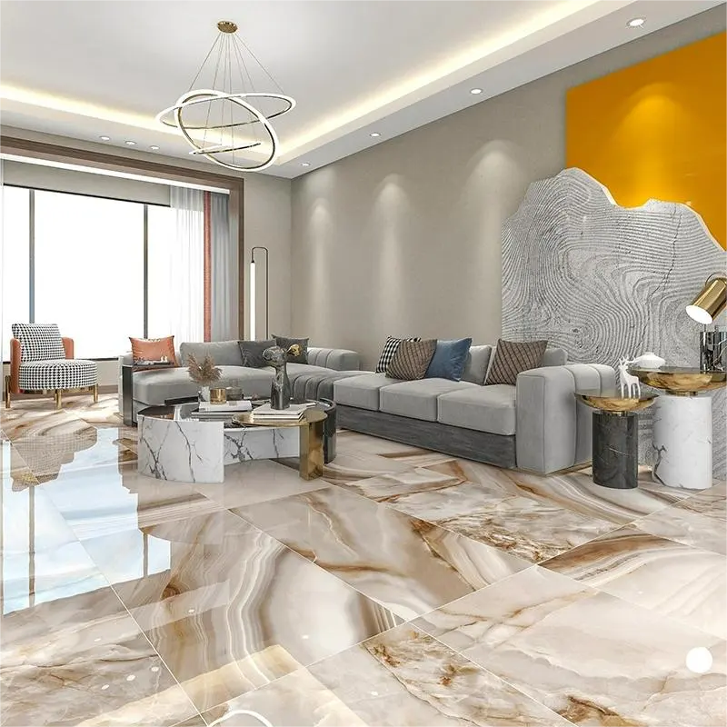 Foshan fabrika profesyonel sırlı porselen mermer zemin karoları Modern taş seramik Pisos Carreaux Porcelanato cilalı seramik