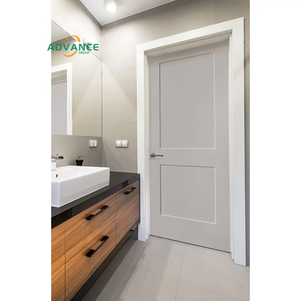 Design simple Porte intérieure peinte en blanc Portes modernes en bois pivotantes affleurantes avec rainure