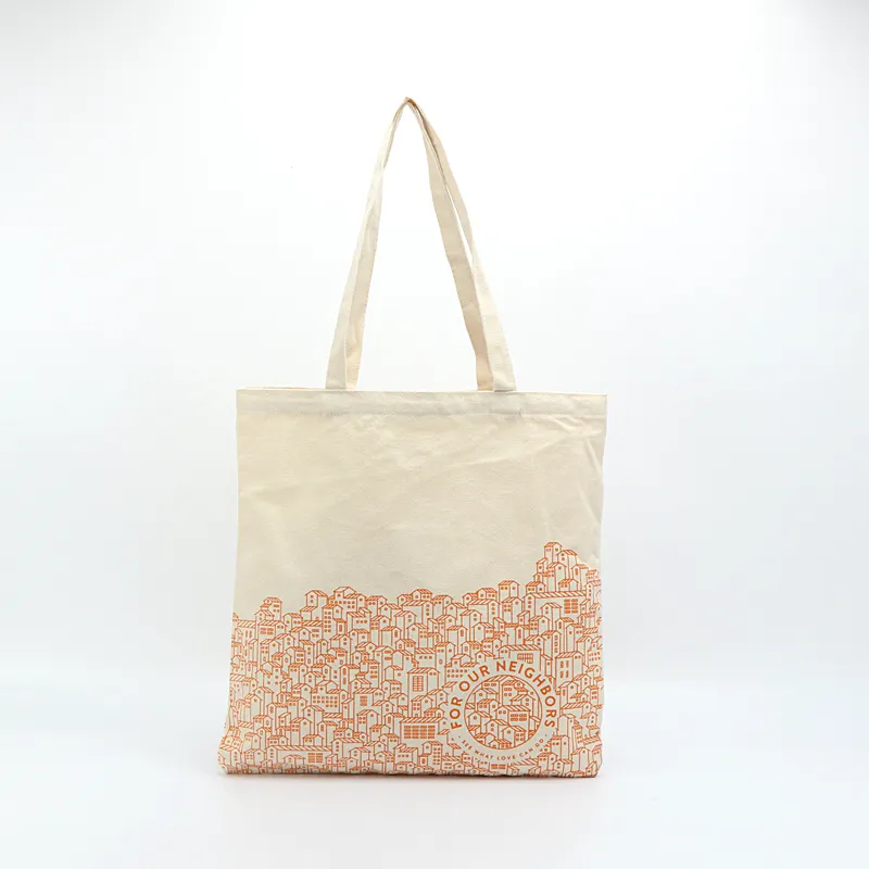 Vendita calda riciclata logo personalizzato stampa sacchetto di imballaggio in cotone naturale organico shopping in tela