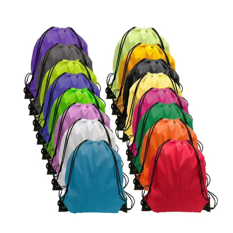 Factory promotional custom printing logo sports polyester drawstring bag draw string bag