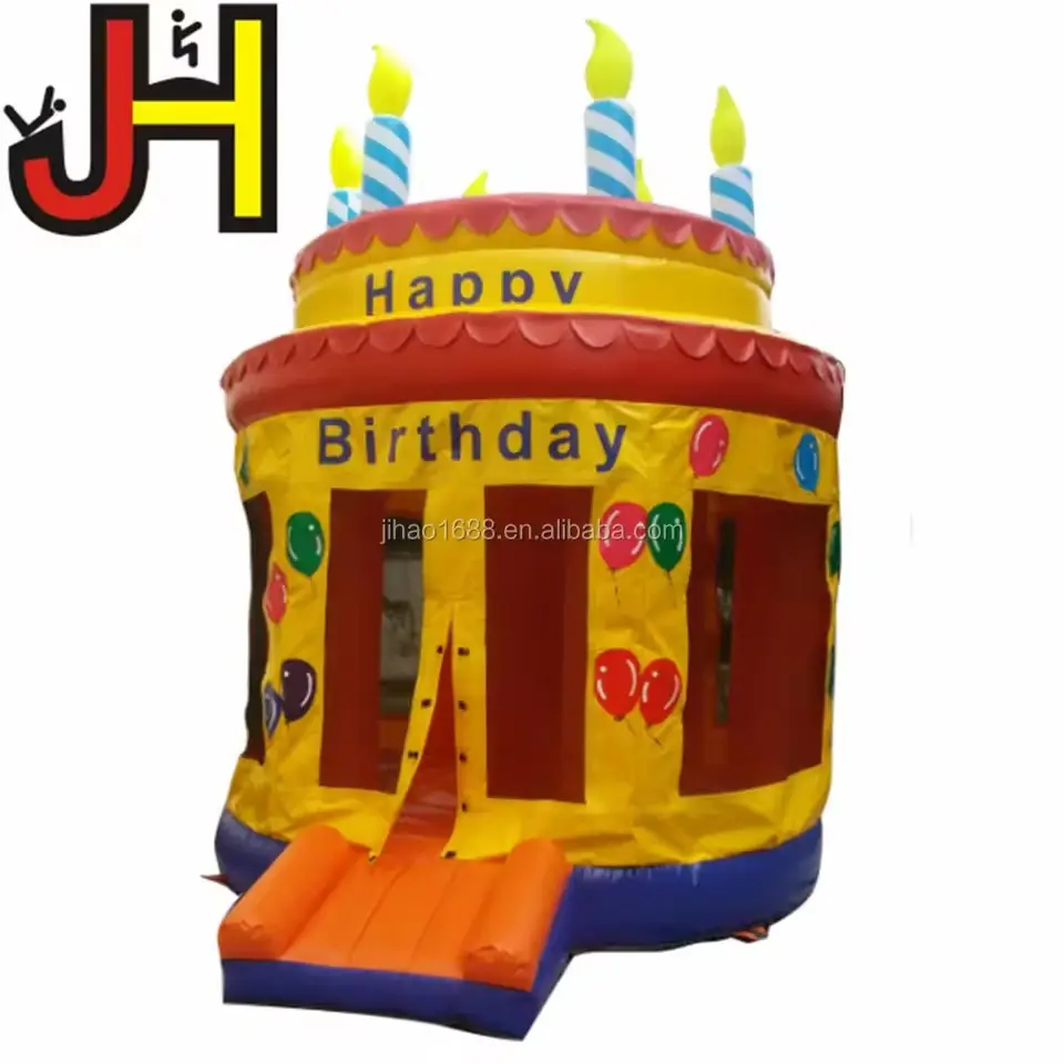 Vente chaude prix usine gâteau d'anniversaire sur le thème maison rebondissante château rebondissant gonflable commercial et location jeu de saut casting