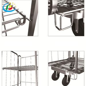 <strong>Logistic</strong> Cheap Warehouse Roll <strong>Container</strong> Trolley <strong>Nesting</strong> Zinc Storage Foldable Stacking Welded Transport Roll Cage - Product Image 6