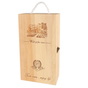 Bán buôn Nút Đóng Cửa 2 Chai Thông Wooden Box Wine Mang Crate Để Bán - Product Image 2