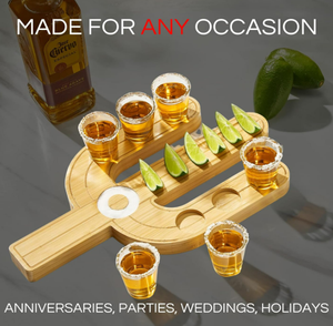 Unik bentuk kaktus tembakan kayu pemegang kaca Melayani Baki Tequila papan penerbangan dengan mangkuk Lemon hadiah pesta - Product Image 4