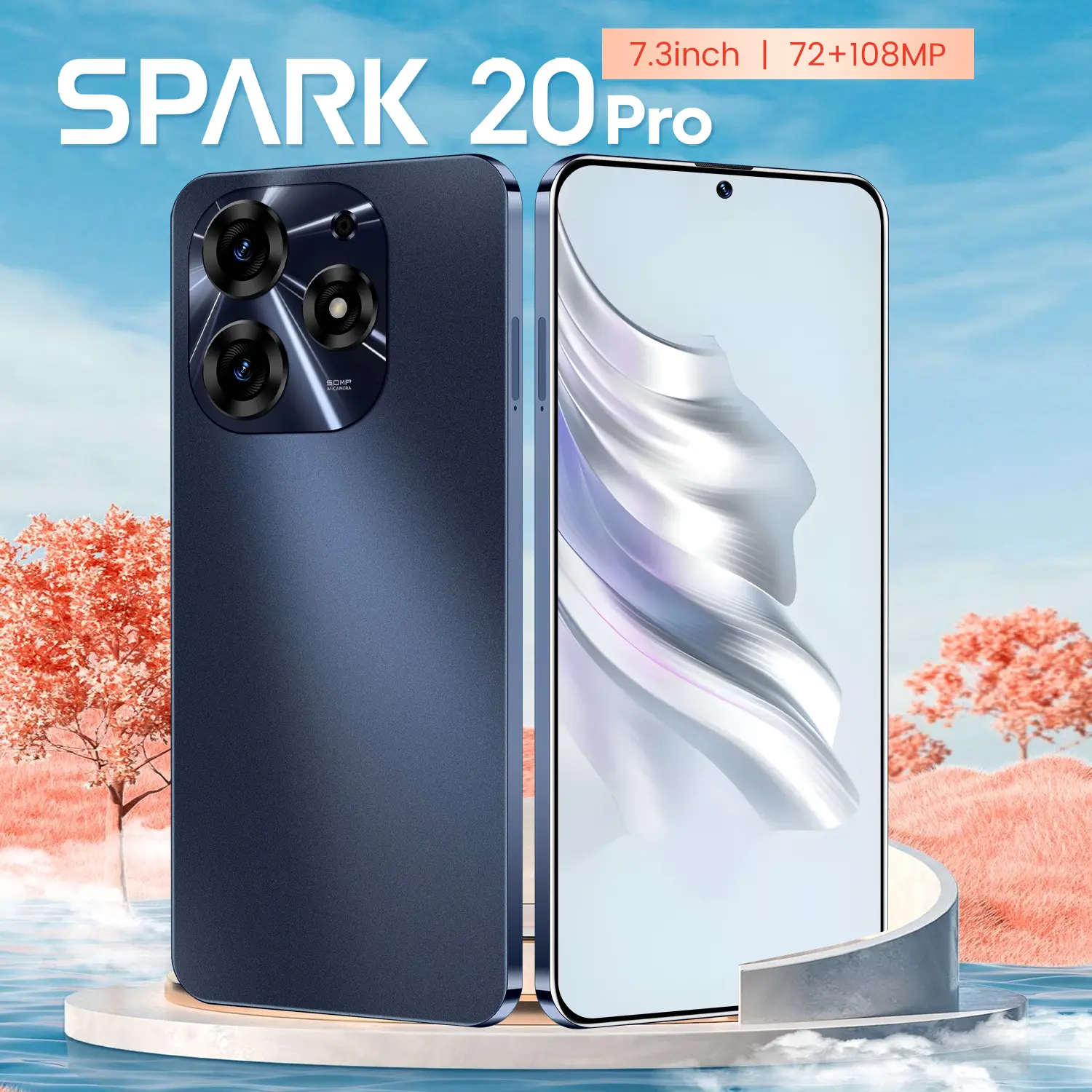 뜨거운 천공 대형 화면 SPARK20PRO 크로스 보더 휴대 전화 16GB + 1TB 안드로이드 10 스마트 폰 대외 무역 공장