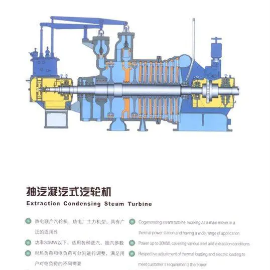 Turbina de vapor de condensación de extracción Industrial para estación de energía