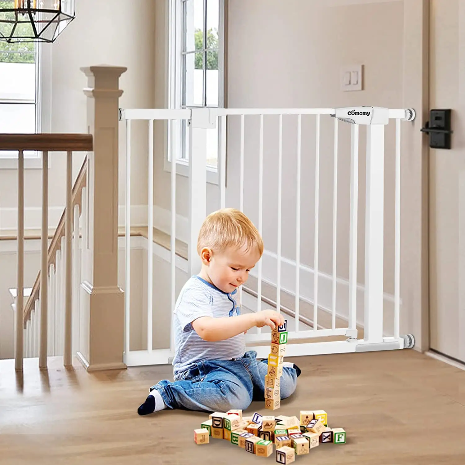 Angoo — porte rétractable pour bébé, porte de sécurité extra large, en acier, nouvelle collection