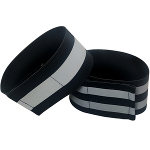 Brazalete elástico ajustable con dos correas para correr de noche, brazalete de seguridad amarillo altamente reflectante, gancho y lazo CE EN 13356 - Product Image 1