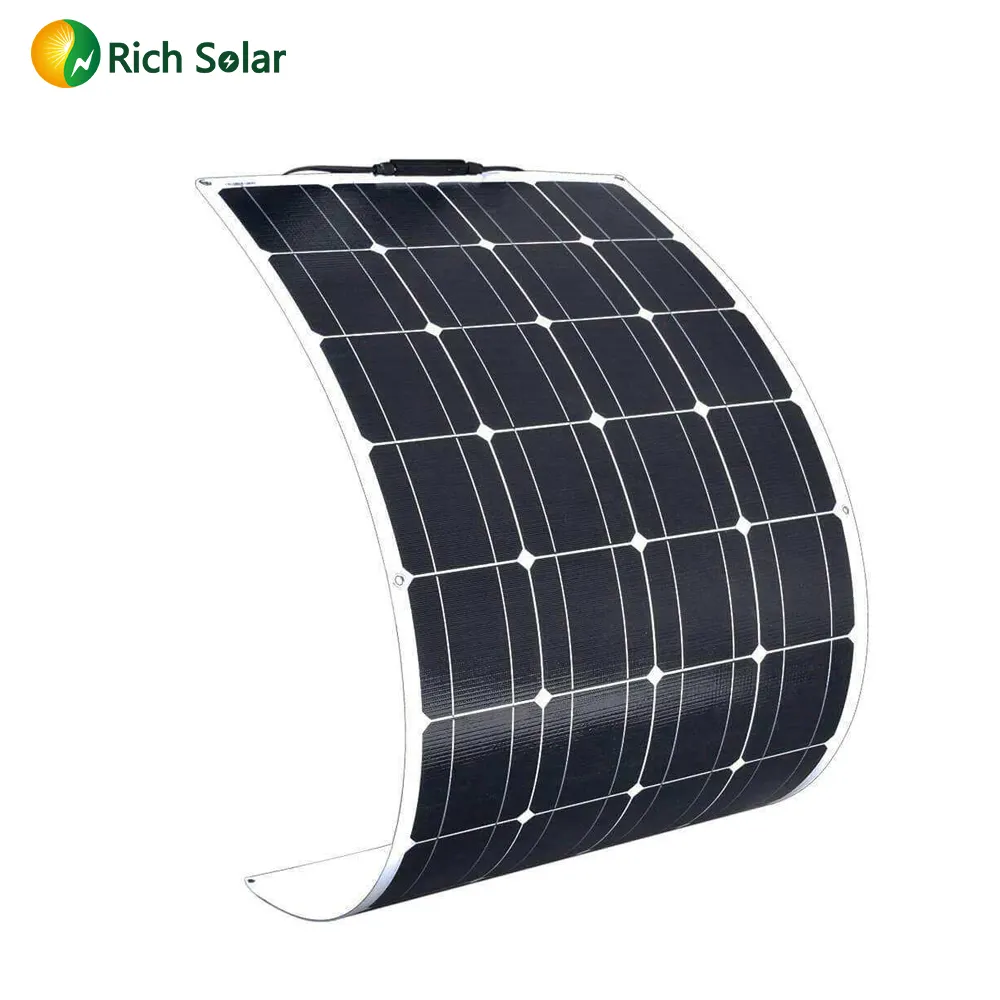 Panel surya fleksibel ETFE hewan peliharaan kaya 100w 200w 12v 24v 48v Mono Panel surya fleksibel