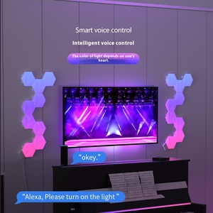 Tuya Smart TV pantalla sincronizada luz RGB Sinfonía Control de voz LED Cob Hexagonal luz ambiental IP65 8mm PCB ancho 12V entrada - Product Image 4