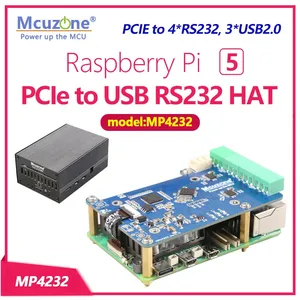 MP4232 Raspberry Pi 5 PCIE a USB RS232 HAT con 3 * USB2.0 Driver Free Custom Case-Componentes electrónicos
