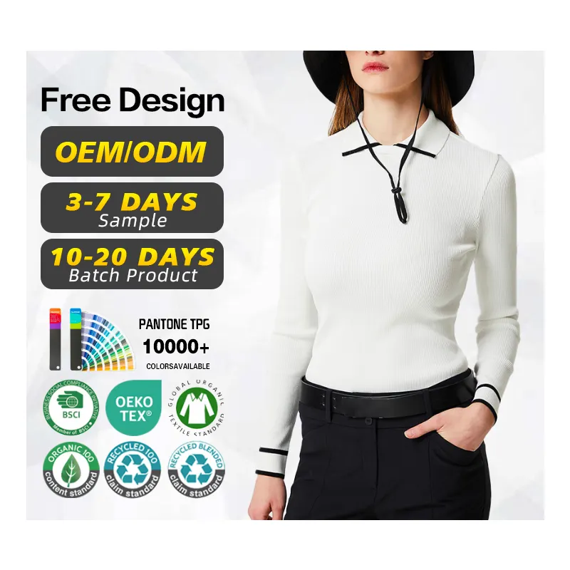 사용자 정의 로고 여성 16gg 골지 스웨터 폴로 넥 긴 소매 부드러운 니트 풀오버 니트웨어 스웨터 여성용