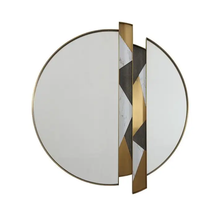 Marco de acero inoxidable decorativo moderno, espejo de mármol Artificial, decoración de pared, gran oferta