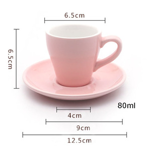 Klasik 80ml Mini Espresso seramik bardak ile fincan tabağı seti lale Cappuccino Latte kahve fincanı tabaklar - Product Image 6