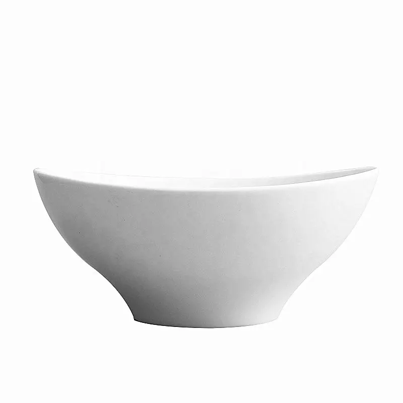 Ciotola per minestra in porcellana bianca fantasia 3 dimensioni hotel vaso in porcellana a forma di barca ristorante insalatiera ovale in ceramica bianca