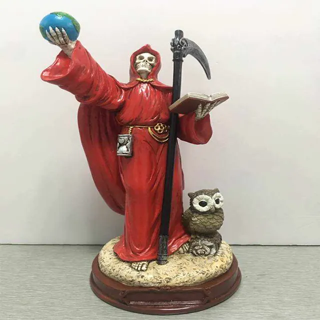 Santa Muerte con estatuas de guadaña, la figura decorativa de los muertos esculturas Rojas