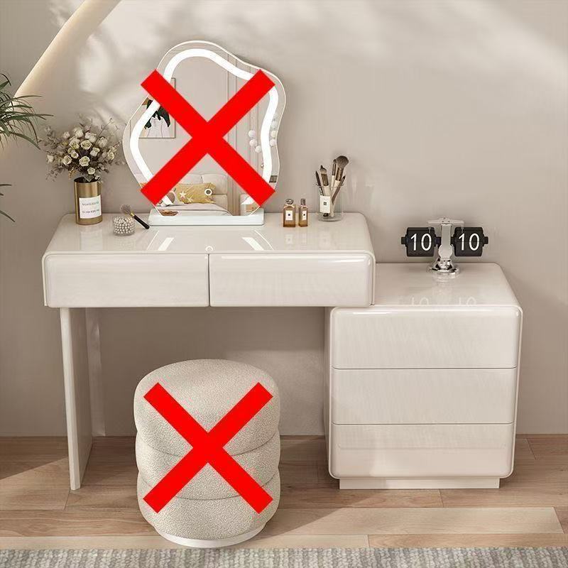 White 96.22cm table/cabinet, no mirror, no stool