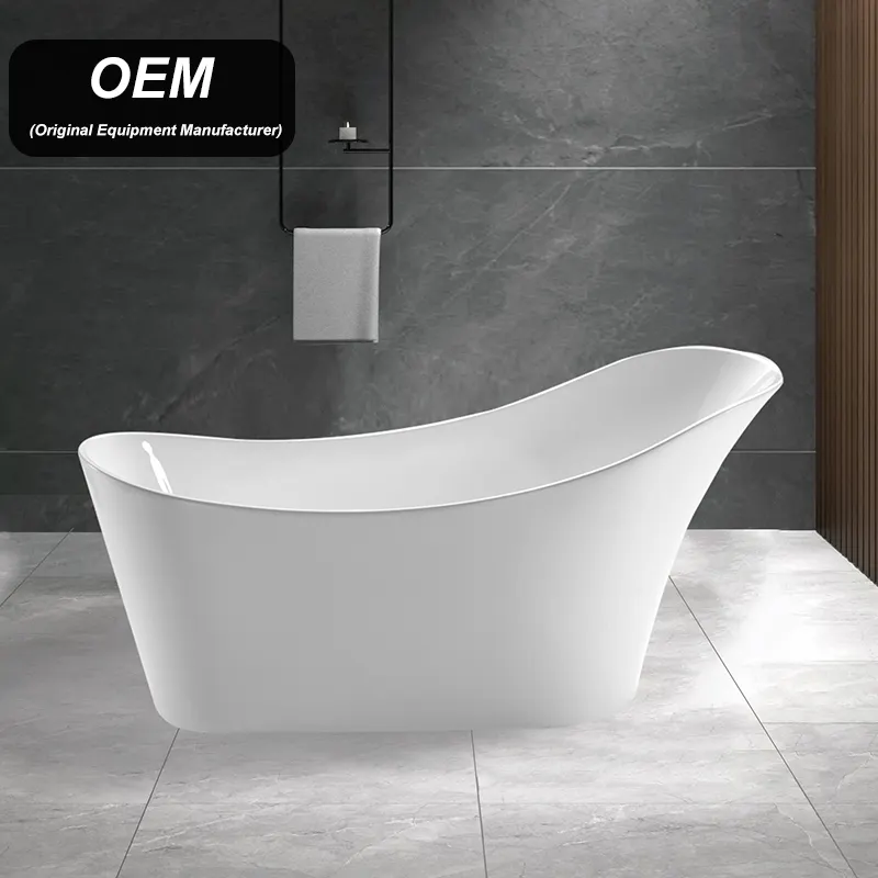 Stand alone ellisse 1700mm costruito in vasca da bagno ovale in ceramica acrilica autoportante commerciale vasca da bagno ovale