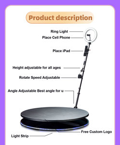 Taşınabilir Selfie Photobooth 360 fotoğraf kabini muhafazası zemin cam şeffaf fotoğraf standında 360 Video standında makinesi 100Cm - Product Image 3