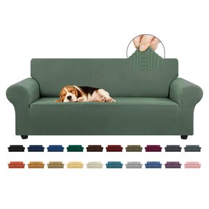 シンプルなファッション無地厚くベルベット3シータースーパーソフトプロテクター伸縮性滑り止めソファカバー // - Product Image 1