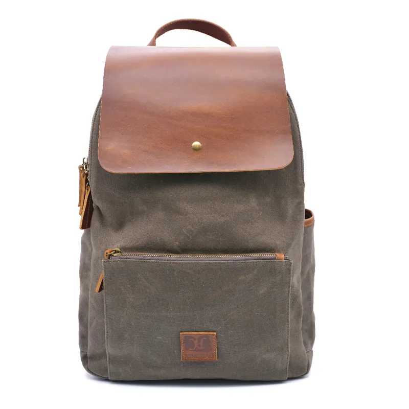 Designer Custom Logo Fashion Boys Girls Canvas Leather Back Pack Book Bags Backpacks for School Children