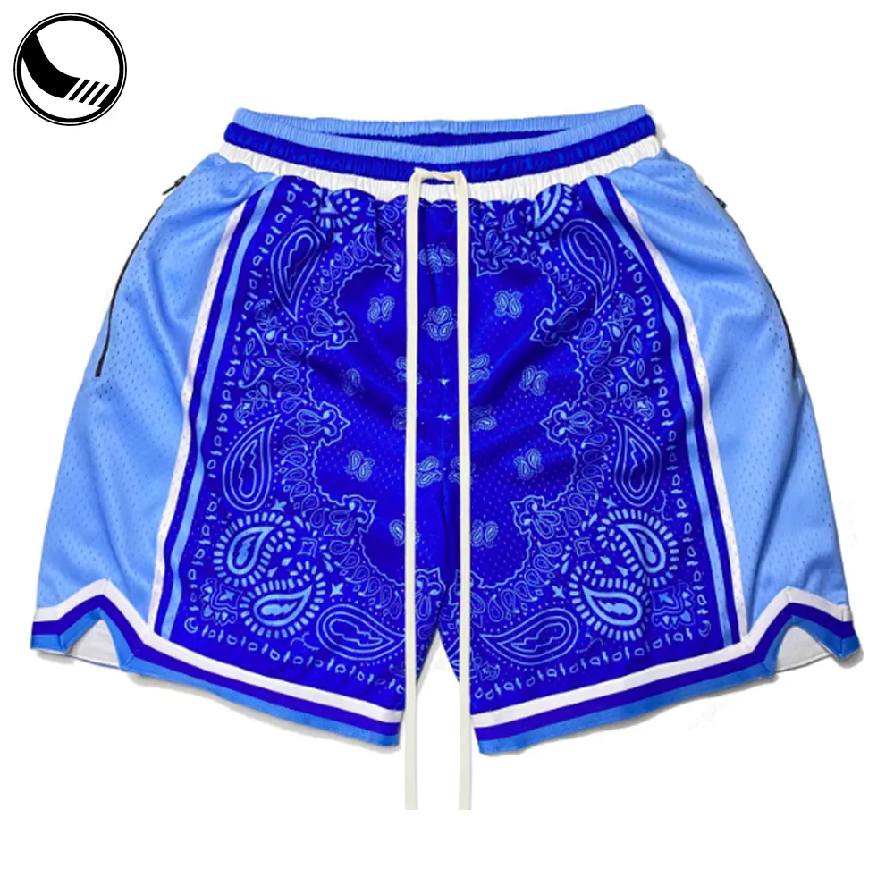 Homens verão qualidade longo laranja preto malha personalizado 90s iluminação azul juventude privada do vintage shorts para homens basquete simples