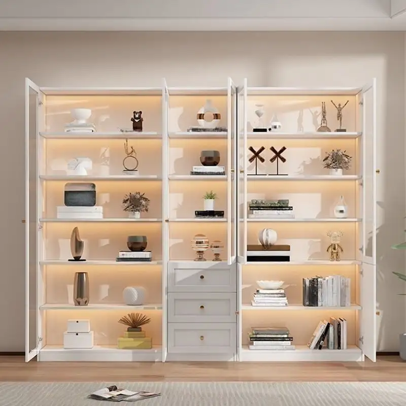 Bücherregal design Wohnzimmer Bücherregal Bibliothek Aufbewahrung Holz für Wohnzimmer Schrank mit Leiter solide weiße Bücherregale