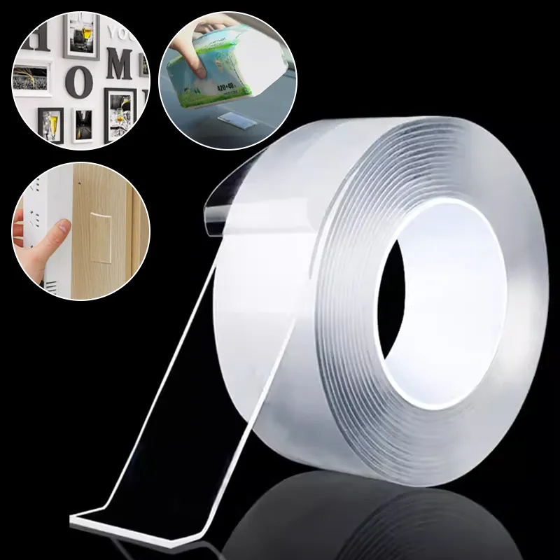Ruban lavable double face Ruban adhésif puissant auto-adhésif pour tapis Gel transparent Nano Tape