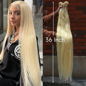 24 26 28 pulgadas hueso recto Rubio 613 100% cabello humano virgen brasileño mezcla paquetes con Frontal de encaje de paquetes y cierre conjunto