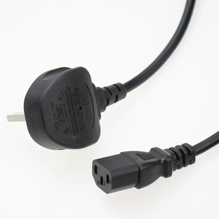 İngiltere standart AC güç kablosu ücretsiz örnek 3Pin fiş İngiltere 3 Pin güç kablosu bilgisayar için