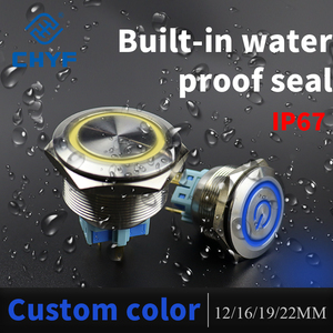 12mm 16mm 19mm 22mm anello a pulsante circolare piatto LED 12V luce 1 no1nc in metallo pulsante pulsante pulsante di alimentazione per autobloccante - Product Image 5