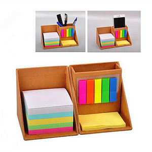 Cubo de notas plegable de papel kraft personalizado, multifunción, con notas adhesivas y soporte para bolígrafo de escritorio, juegos de papelería, poste de fábrica - Product Image 1