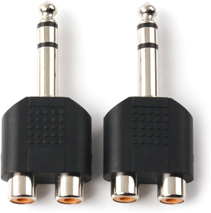 1/4 pulgadas 6,35mm macho a 2 cabezales de audio RCA hembra, 1/4 pulgadas 6,35mm M One-Two RCA F Adaptador de audio de interconexión ESTÉREO - Product Image 2
