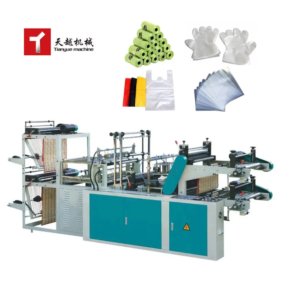 300 piezas/Min Tianyue Wenzhou de alta velocidad completamente automático Mini impresión biodegradable camiseta compras máquina para hacer bolsas de plástico