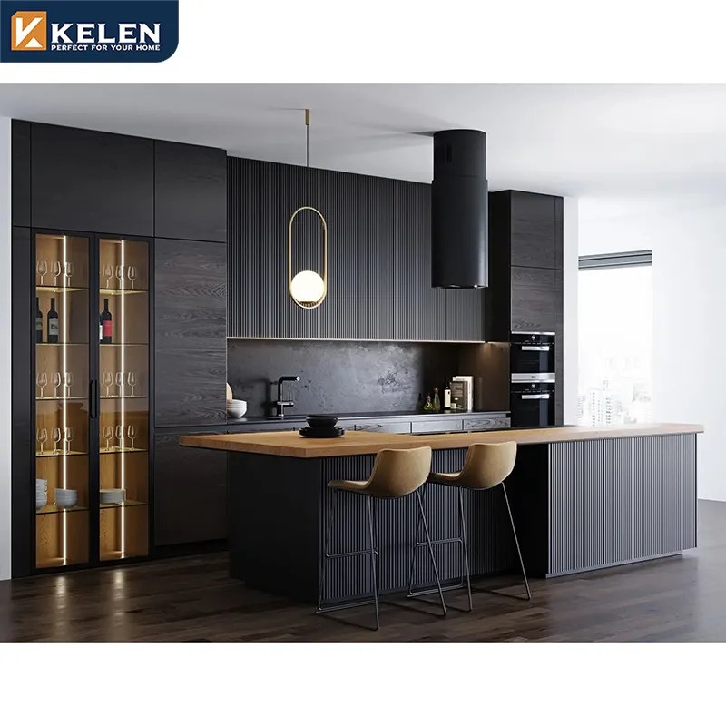 KELEN 2024 gabinete de cocina proveedor personalizado MDF modular americano moderno muebles de madera gabinete de cocina