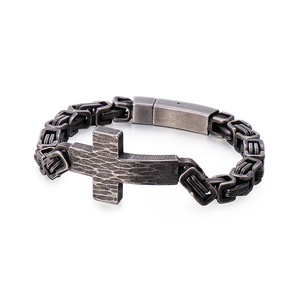 Mới nhất của nam giới thép không gỉ cong <span class=keywords><strong>Christ</strong></span> chữ thập Chunky byzantine Chain Bangles Vòng đeo tay cho nam giới - Product Image 4