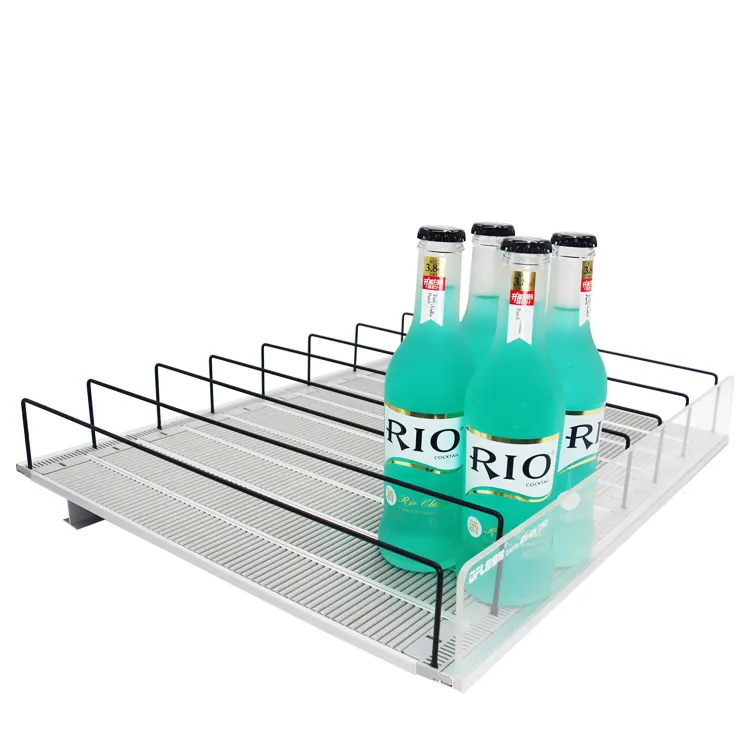 Prateleira de rolo de rack de plástico para superfície, refrigerador, bebidas, loja de varejo