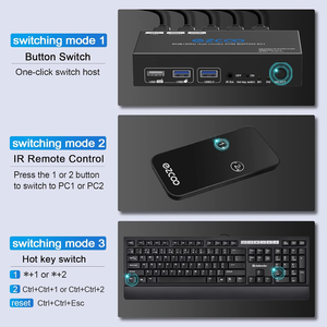 USB 3.0 KVM Switch HDMI Dual Monitor 2 <strong>Output</strong> 2 <strong>Computer</strong> Remote Video Switch hdmi 8K hdmi Kvm Switch 2 Port Dual Monitor