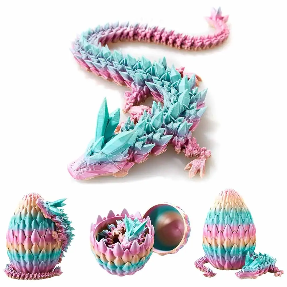 Ovo de dragão estampado em 3D, modelo de brinquedo de dragão de cristal personalizado de cor dupla, ovo de dragão chinês multicolorido com impressão 3D